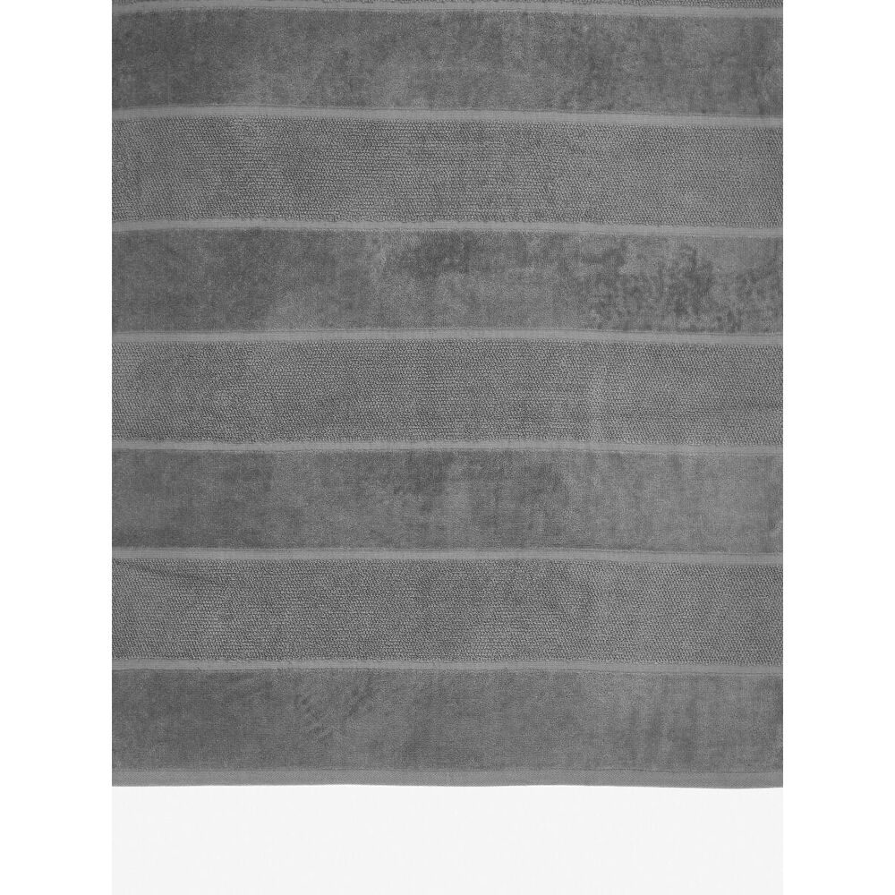 2PK Linen House Velour Stripe Cotton Ash Bath Mat 60x80cm - Charcoal