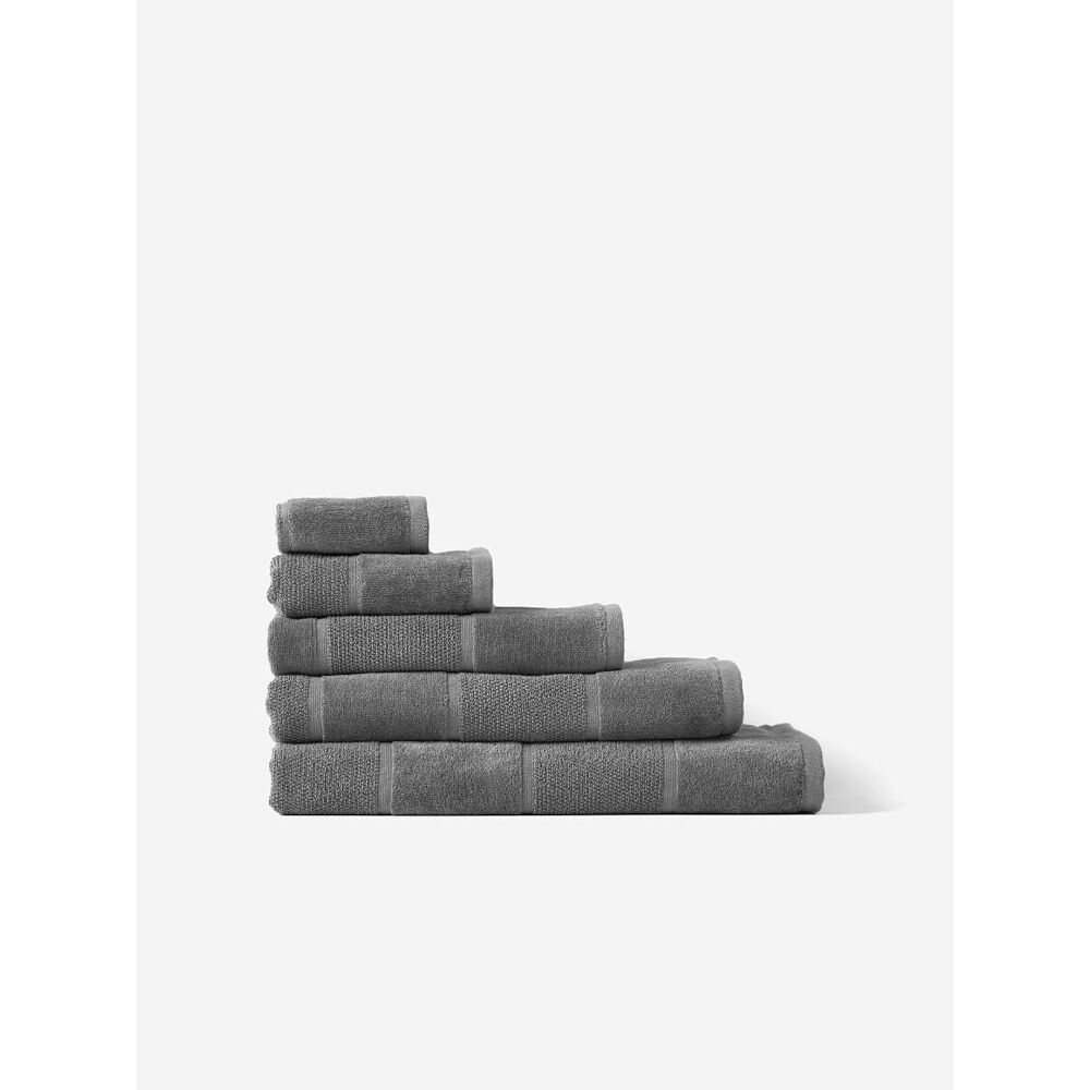2PK Linen House Velour Stripe Cotton Ash Bath Mat 60x80cm - Charcoal