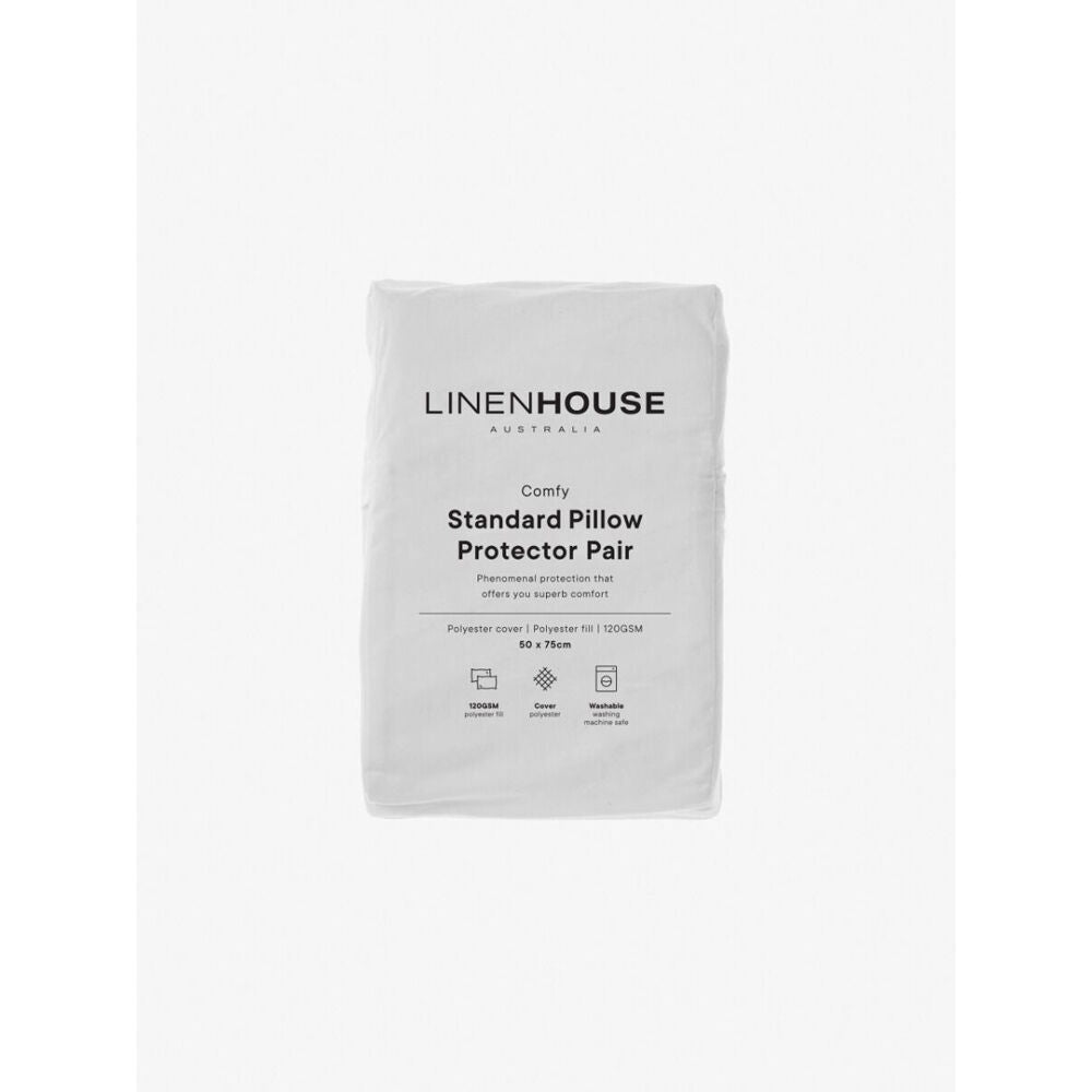 2pc Linen House 50x75cm Comfy Pillow Protectors Twin Pack - White