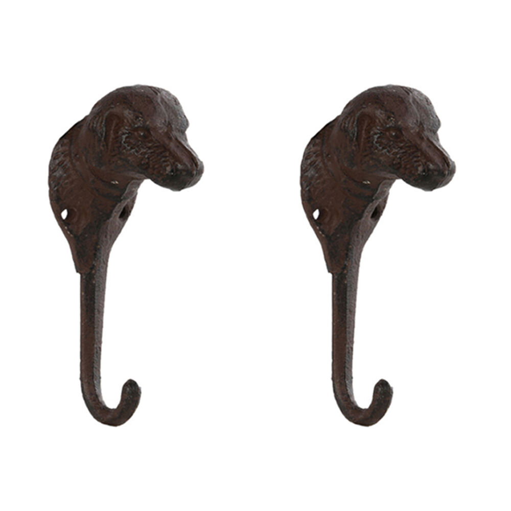 2PK Esschert Design Cast Iron Dog Wall Hook Indoor/Outdoor Decor 14.8cm Black