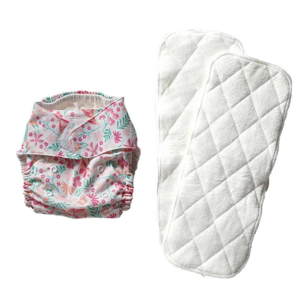 Lorraine Lea Botanical Reusable Nappy Pink/Green One Size