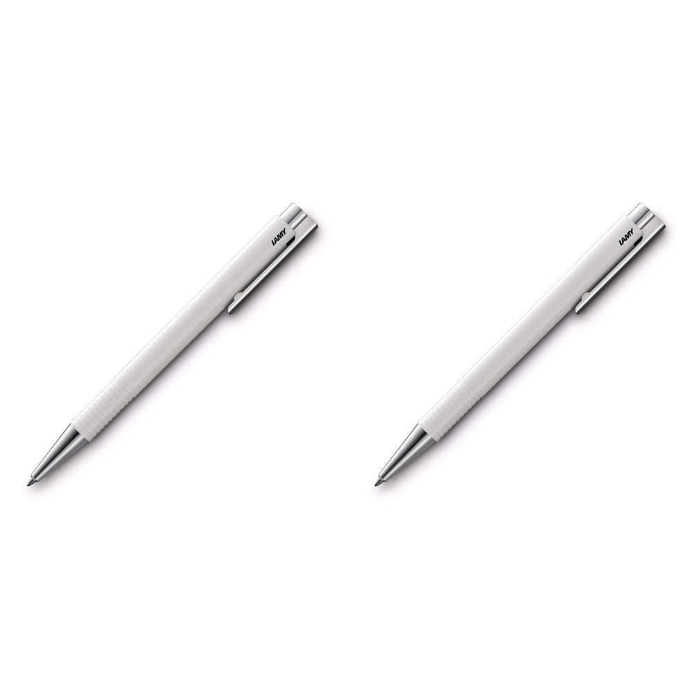 2x Lamy Logo M+ Medium 1mm Tip Ballpoint Pen - White