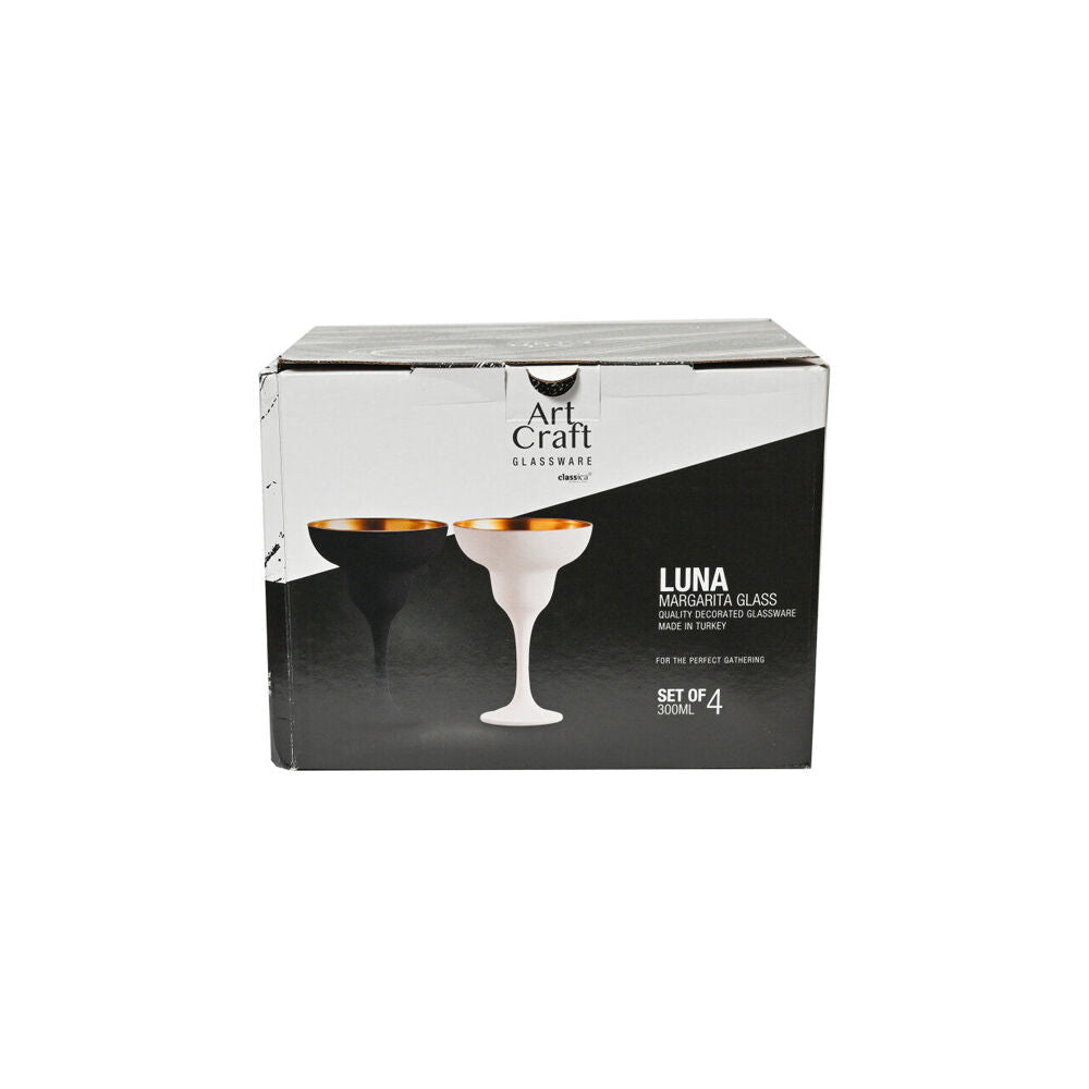4x 4pc Artcraft Luna Classic Martini Glass Party Beverage 305ml White/Gold