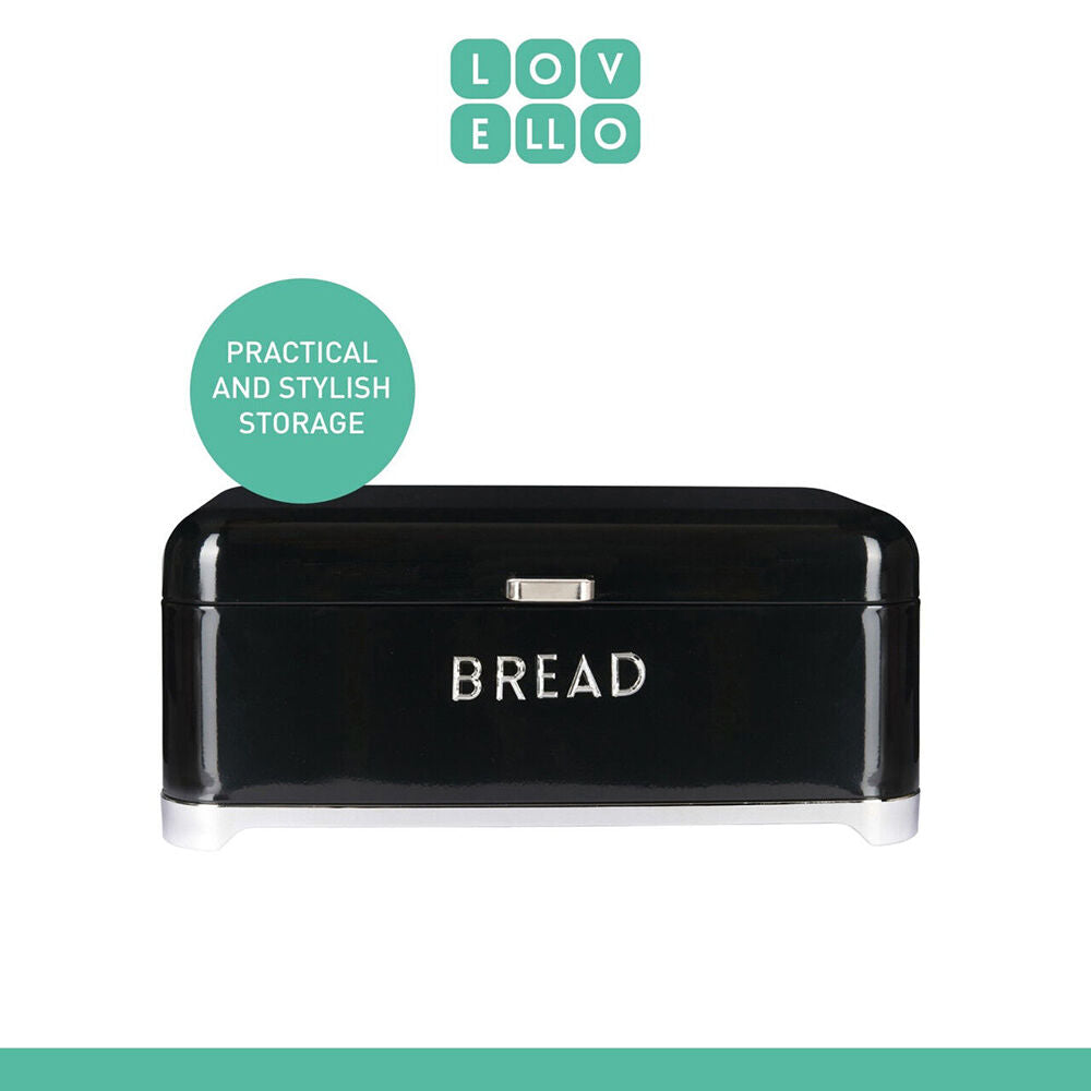 Lovello Carbon Steel Bread Storage Bin Container - Black