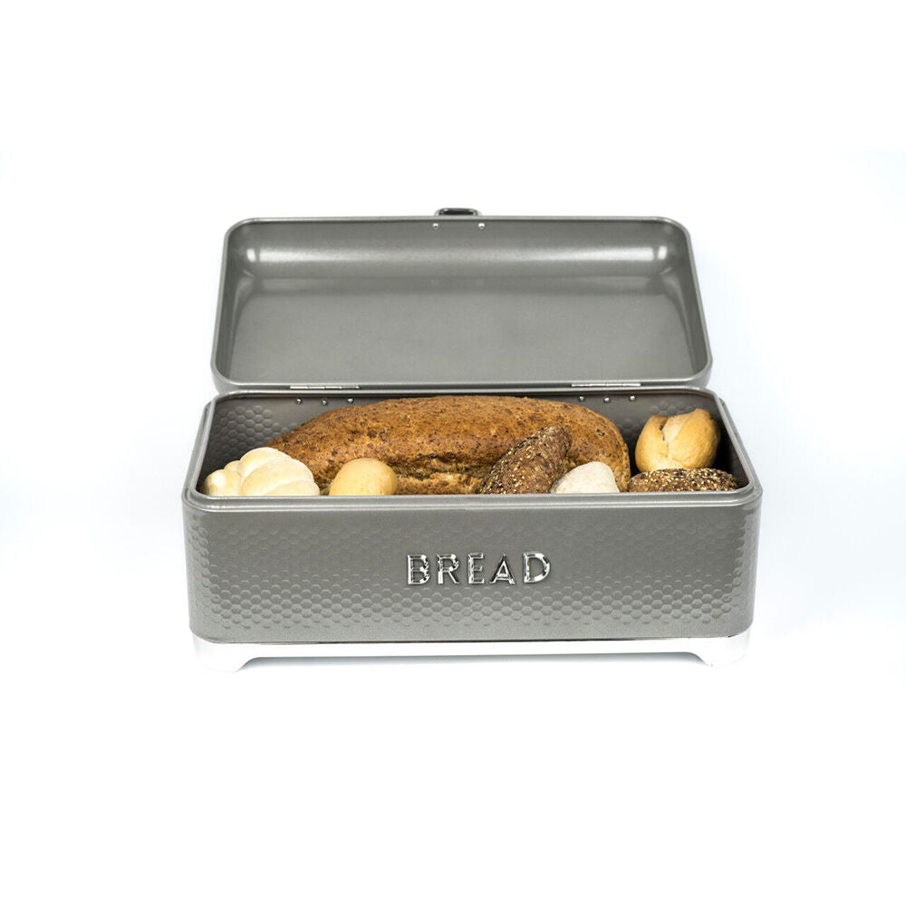 Lovello Carbon Steel Textured Bread Bin 42x22cm - Shadow Grey