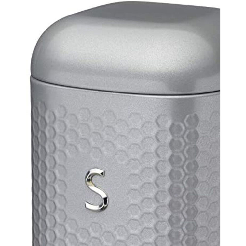 Kitchencraft Lovello Geometric Textured Retro Sugar Jar 19cm Shadow Grey