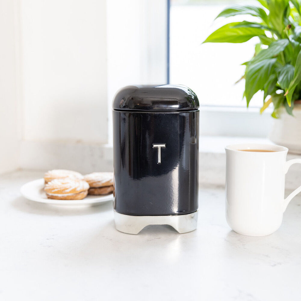 Kitchencraft Lovello Tea Tin Carbon Steel Canister - Black