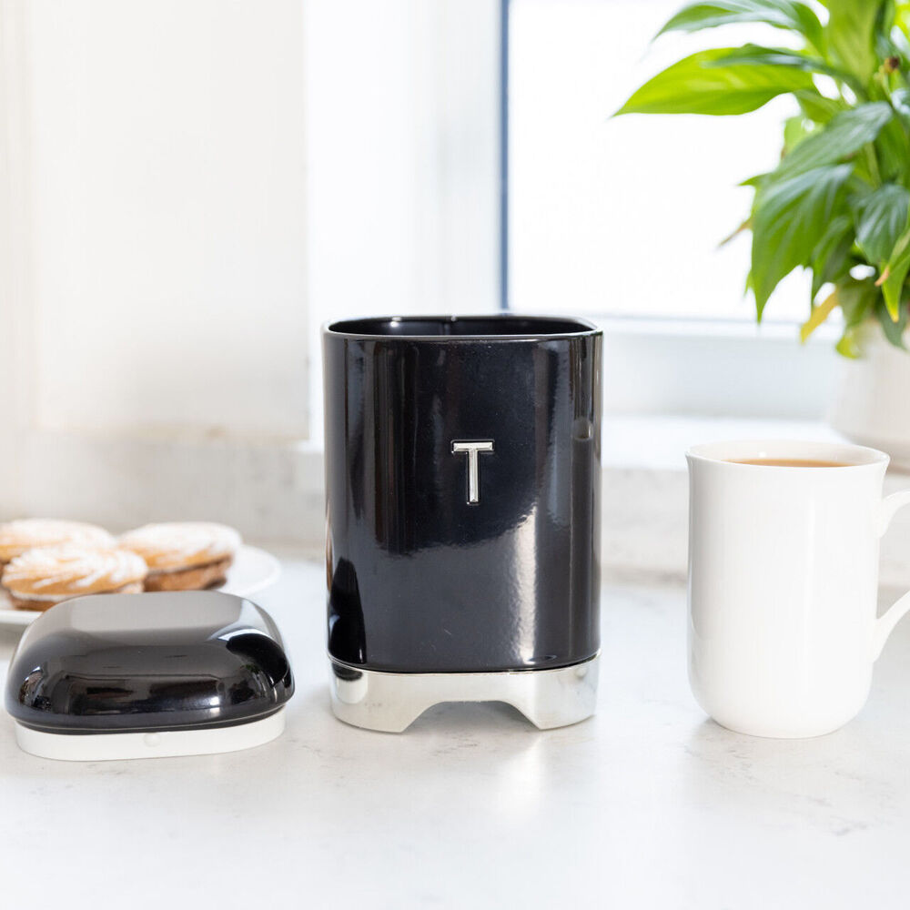 Kitchencraft Lovello Tea Tin Carbon Steel Canister - Black