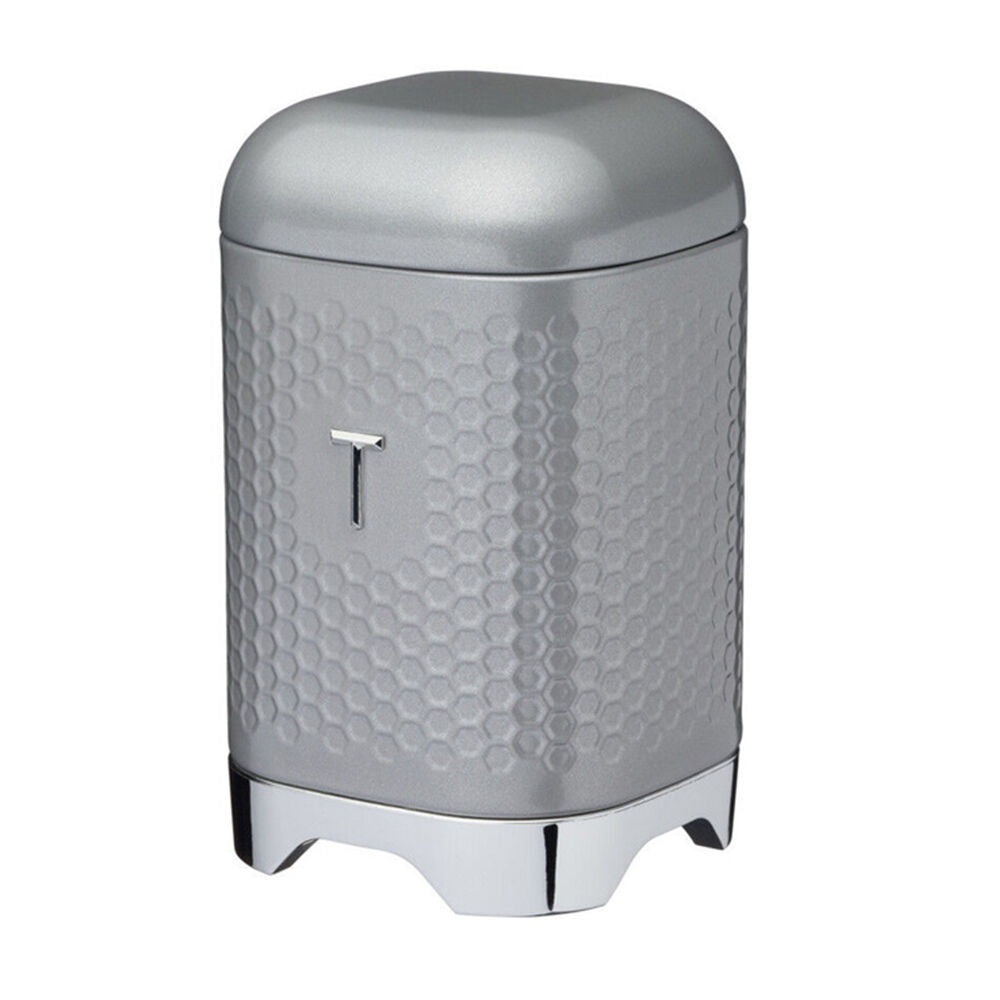 Kitchencraft Lovello Geometric Textured Retro Tea Canister 19cm Shadow Grey