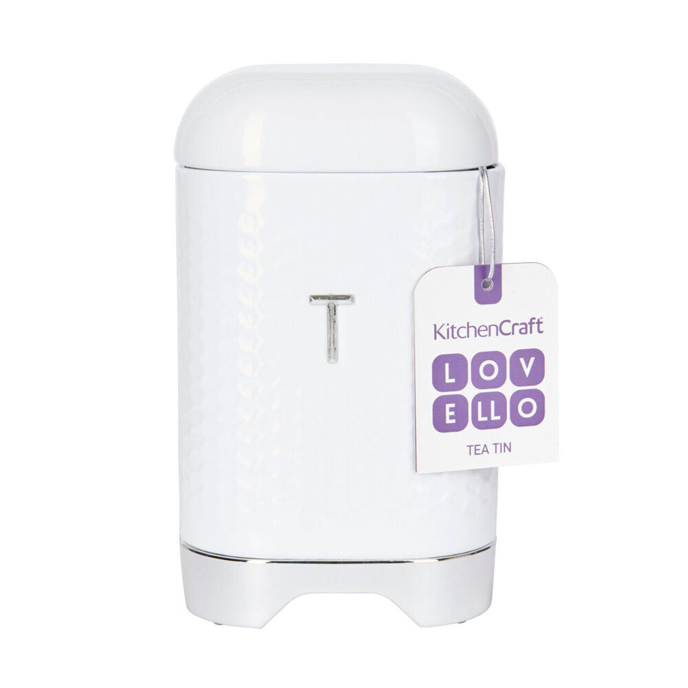 Kitchen Craft Lovello Retro Carbon Steel Tea Canister 19cm - Ice White