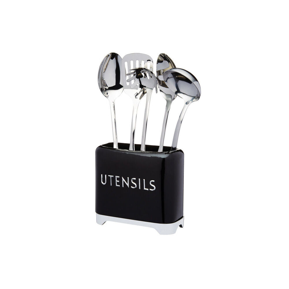 Kitchen Craft Lovello Carbon Steel Utensil Tin Holder - Black