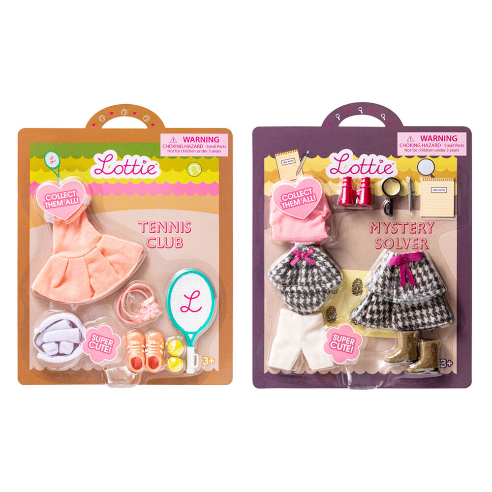 Lottie Tennis Club/Mystery Solver Outfit For Girl Dolls Combo Set 3y+