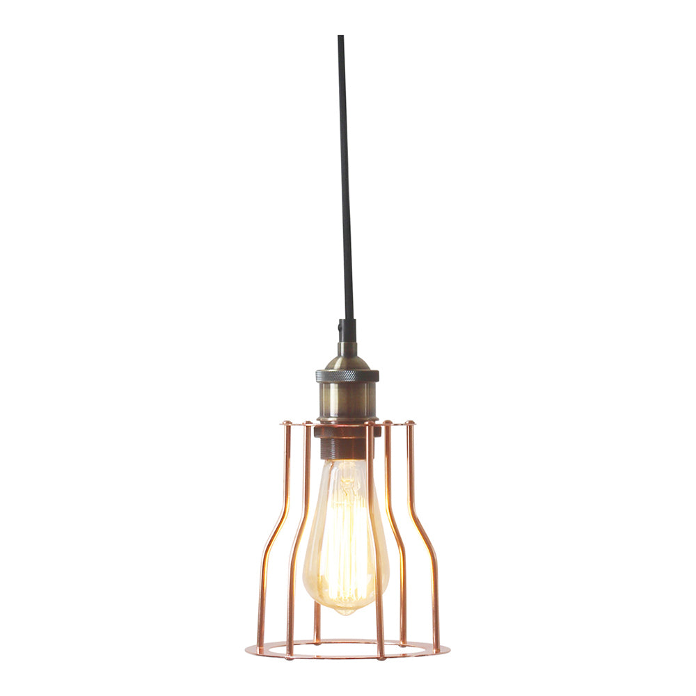 Luminite Rustic Matt 23cm Metal Pendant Lamp Ceiling Light - Copper