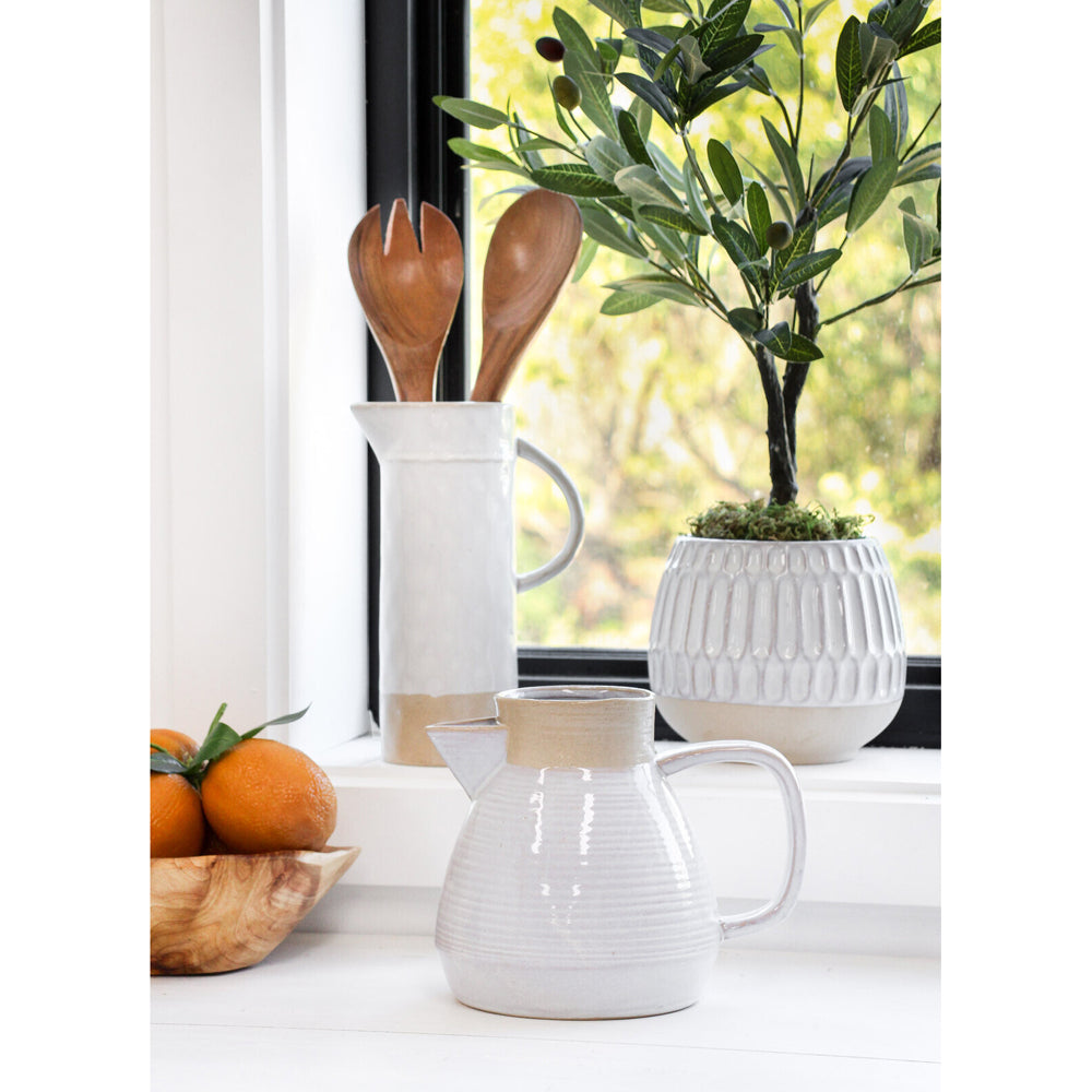 LVD Ceramic Stoneware 22.3cm Jug Water Container - White