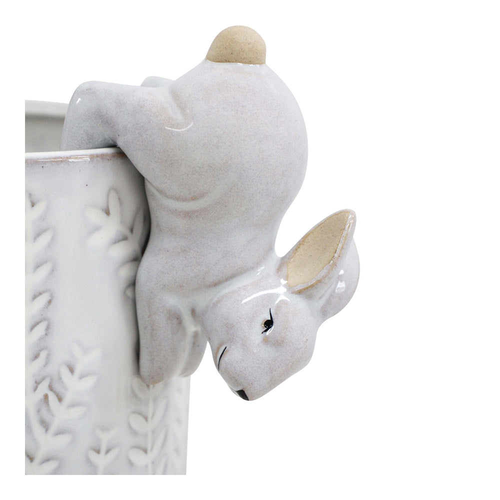 4PK LVD Ceramic Stoneware 9cm Pot Sitter Rabbit Ornament - White
