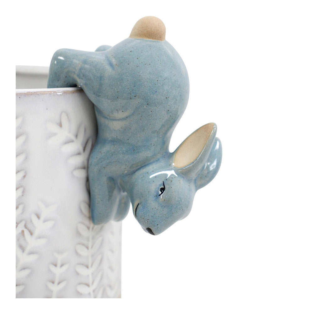 4PK LVD Ceramic Stoneware 9cm Pot Sitter Rabbit Ornament - Blue