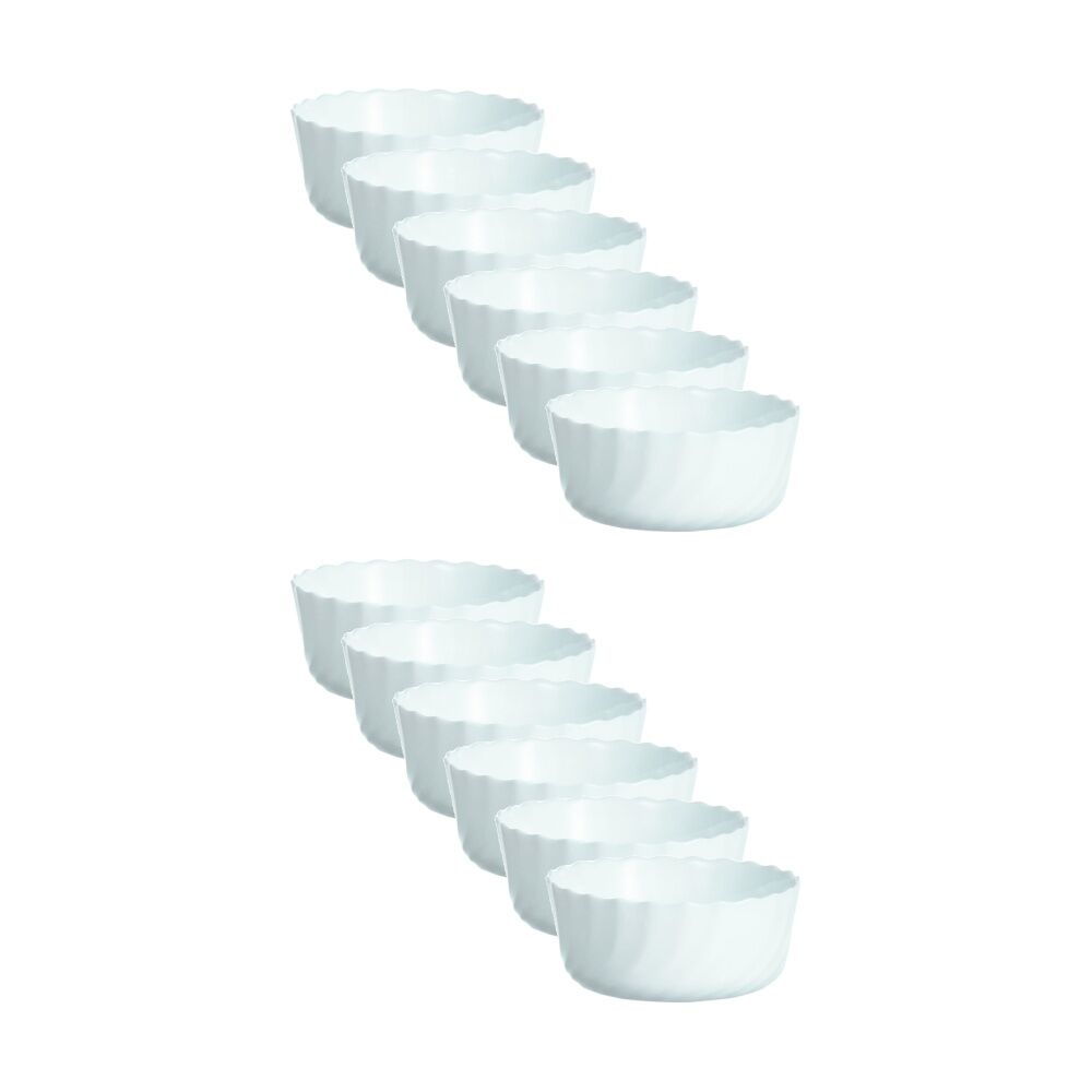 2x 6pc Luminarc Smart Trianon Baking Ramekins 12x5cm Bakeware Opal Glass White