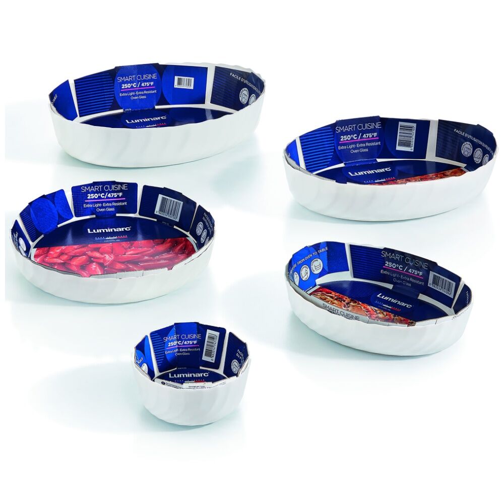 2x 6pc Luminarc Smart Trianon Baking Ramekins 12x5cm Bakeware Opal Glass White