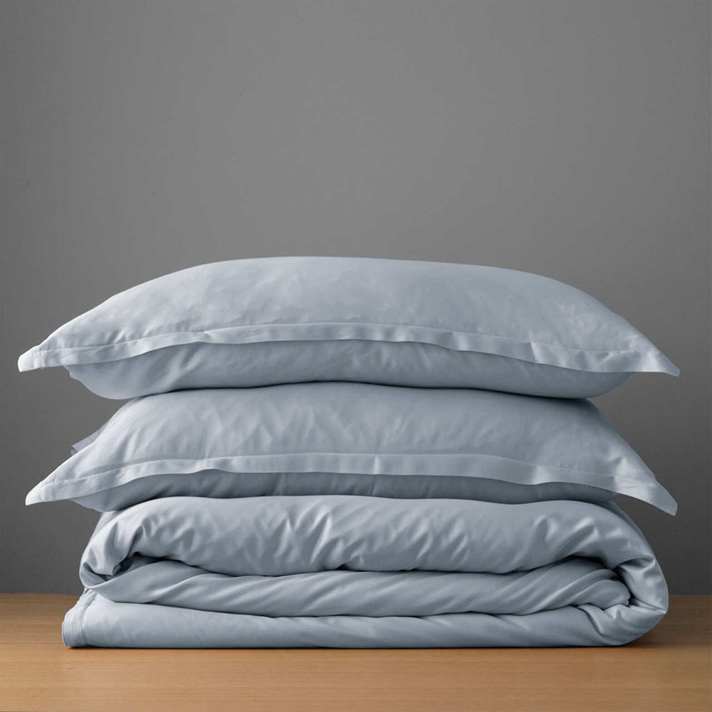 Canningvale Size Lustro Bamboo Quilt Cover Set Ice Blue