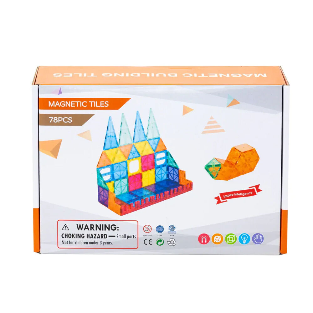 2PK Gem Toys 78 Pcs Durable Building Magnetic Tiles/3D Puzzle w/Storage Bag 3y+