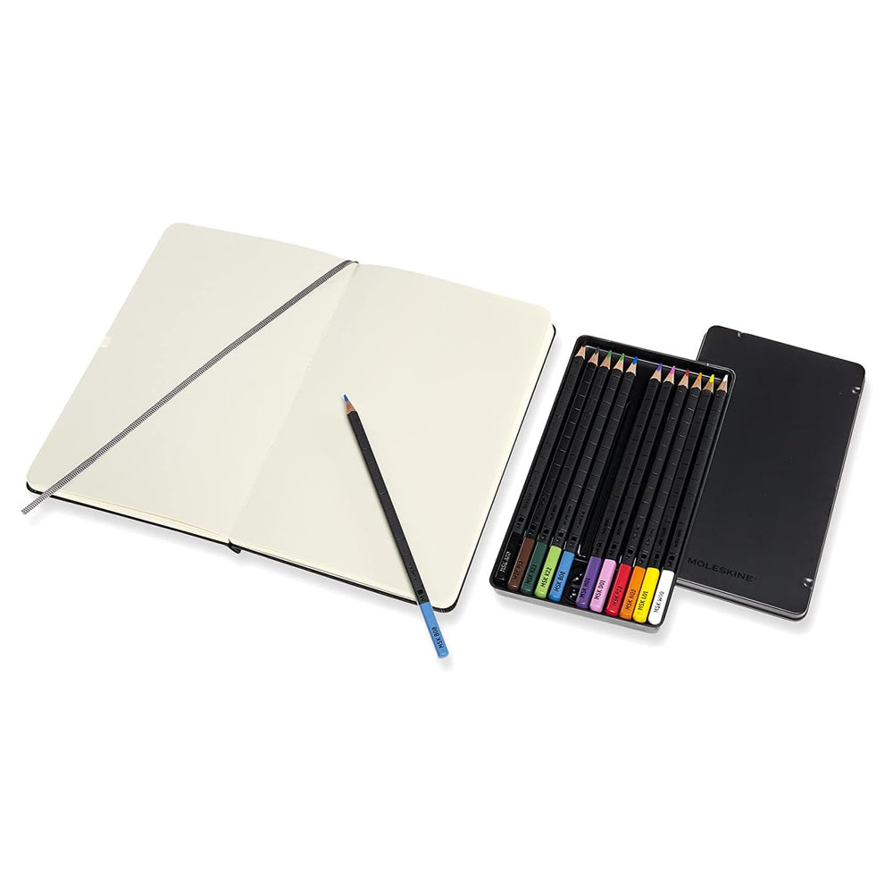 Moleskine 165gsm Sketchbook & Watercolour Pencils Bundle Set