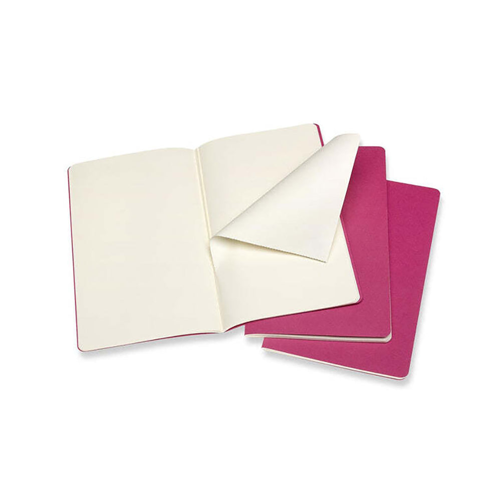 3pc Moleskine Cahier Soft Cover Notebook Plain Set Kinetic Pink - Large
