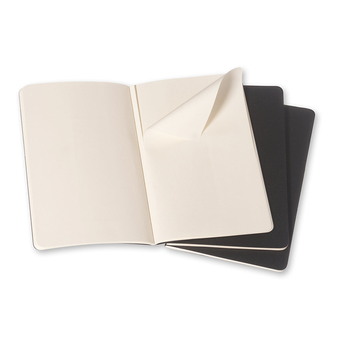 3pc Moleskine 80 Pages Plain Pocket Cahier L - Black
