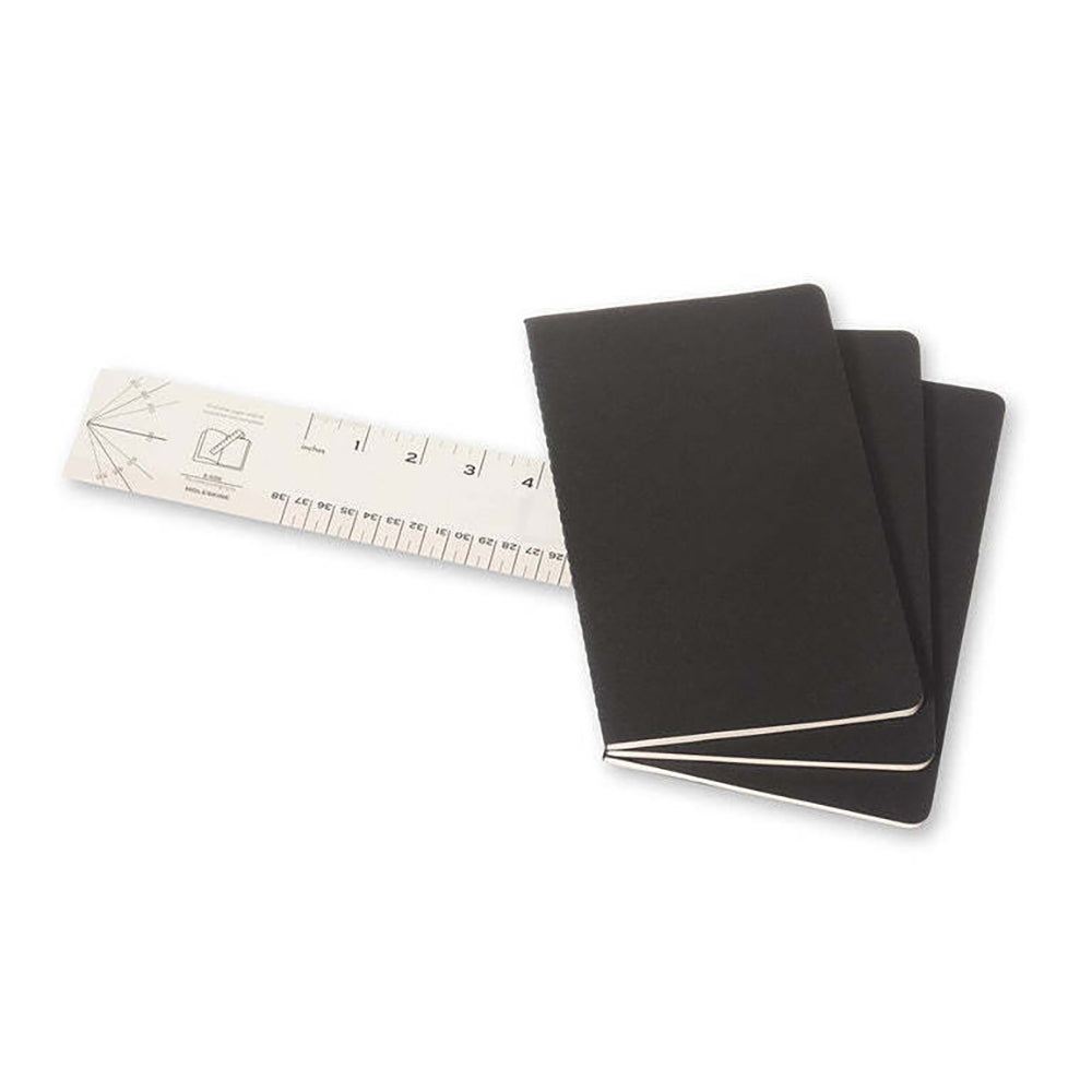 3pc Moleskine Cahier Soft Cover Notebook Dot Grid Set Black Large