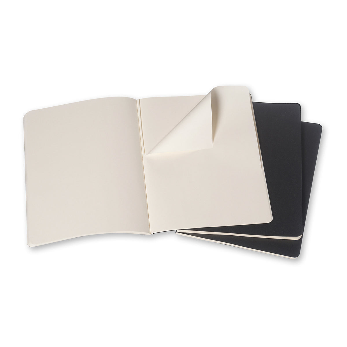 3pc Moleskine 80 Pages Plain Pocket Cahier XL - Black