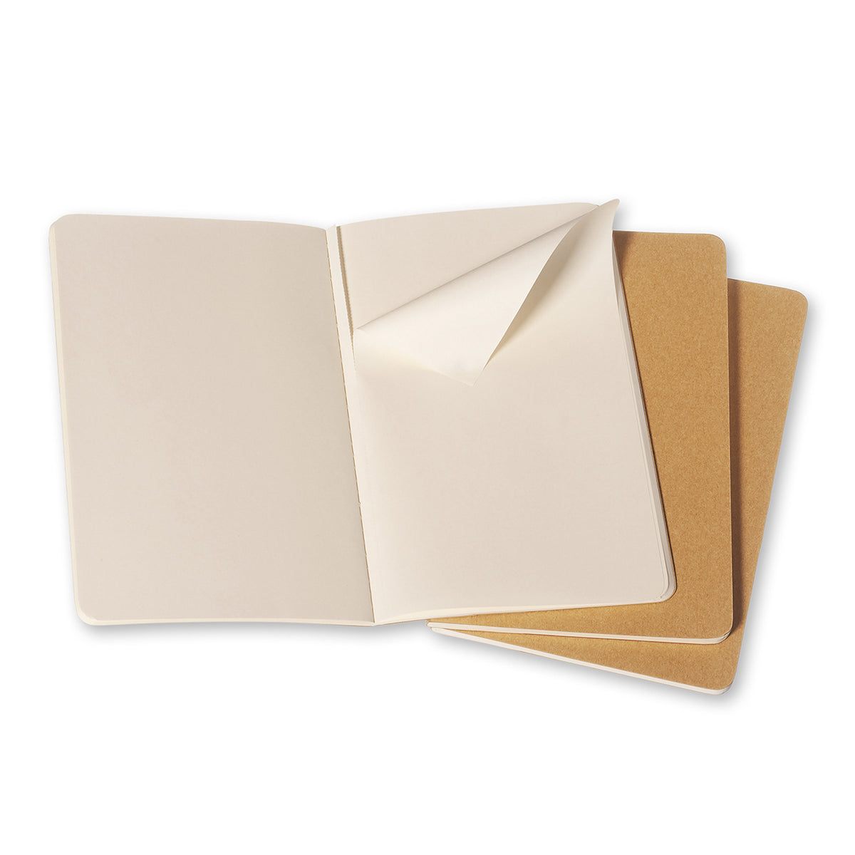 3pc Moleskine 80 Pages Plain Cahier Notebook L - Kraft
