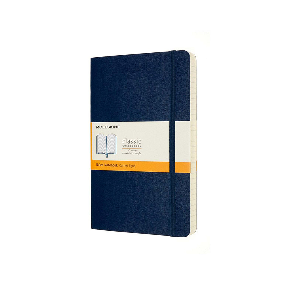 Moleskine Classic Soft Cover Notebook Expanded Ruled Sapphire Blue Large