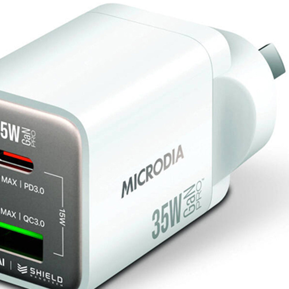 Microdia SmartCube Nano 35W Dual Port GaN Wall Charger - White