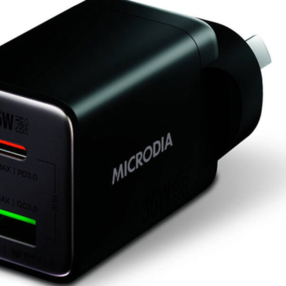 Microdia SmartCube Nano 35W Dual Port GaN Wall Charger - Black