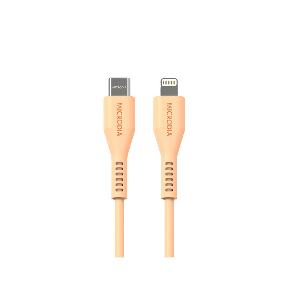 Microdia Fruitywire Silicone PD60W USB-C to 8-Pin Cable 2.6m Peach