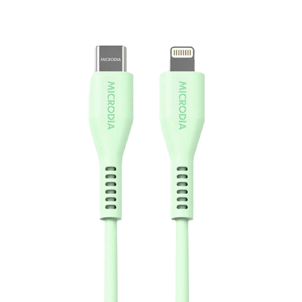 2PK Microdia Fruitywire Silicone PD60W USB-C to 8-Pin Cable 2.6m Mint