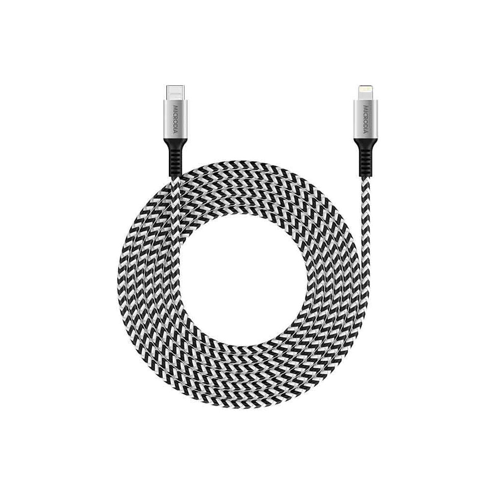 Microdia ExeCable Tweed PD60W USB-C to 8-Pin Cable 1.3m - Zebra