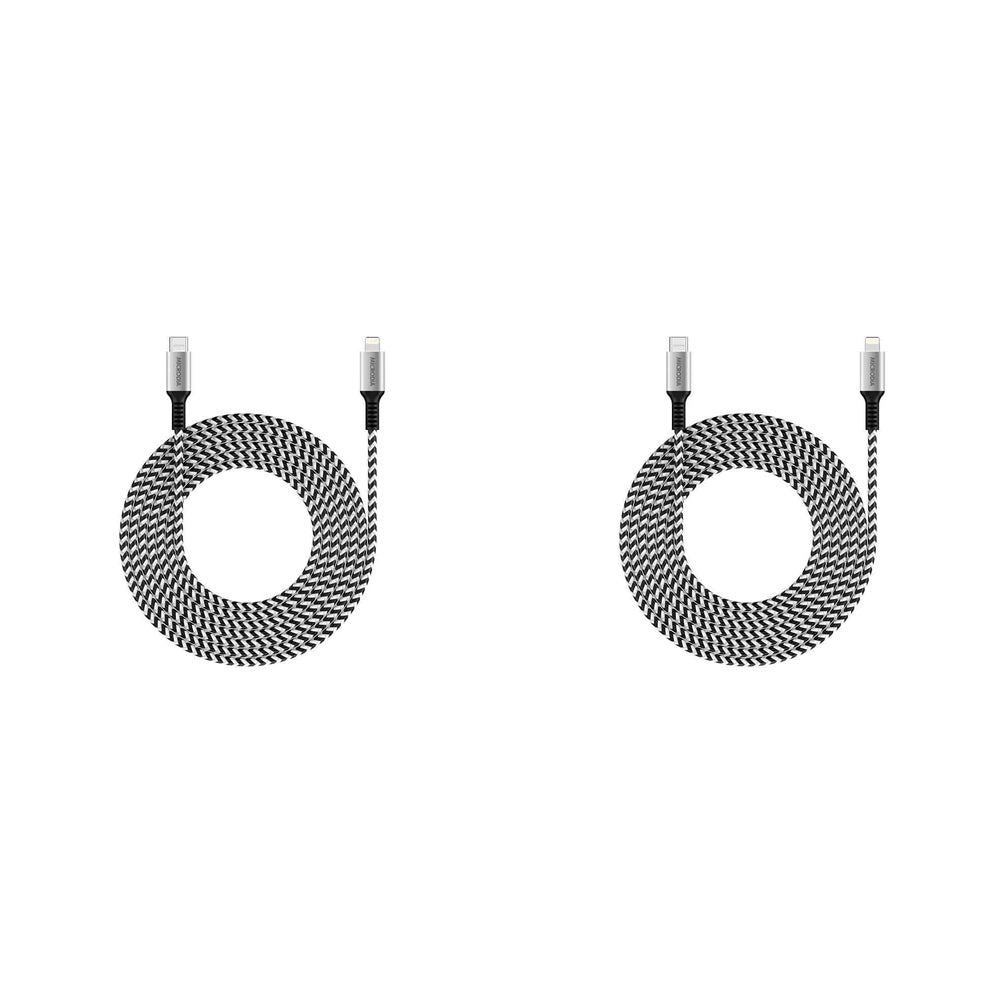 2PK Microdia ExeCable Tweed PD60W USB-C to 8-Pin Cable 1.3m - Zebra
