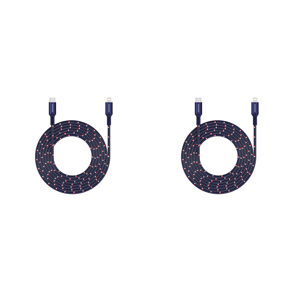 2PK Microdia ExeCable Tweed PD60W USB-C to 8-Pin Cable 1.3m - Navy