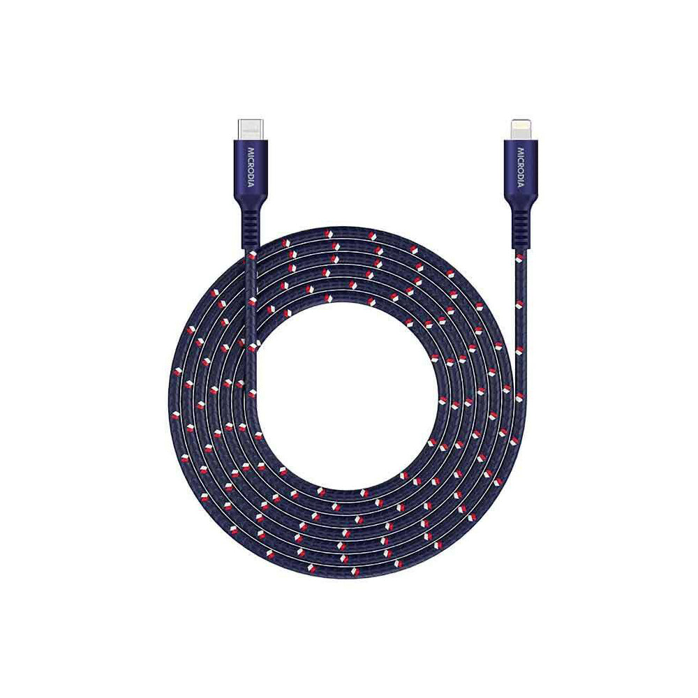 2PK Microdia ExeCable Tweed PD60W USB-C to 8-Pin Cable 1.3m - Navy