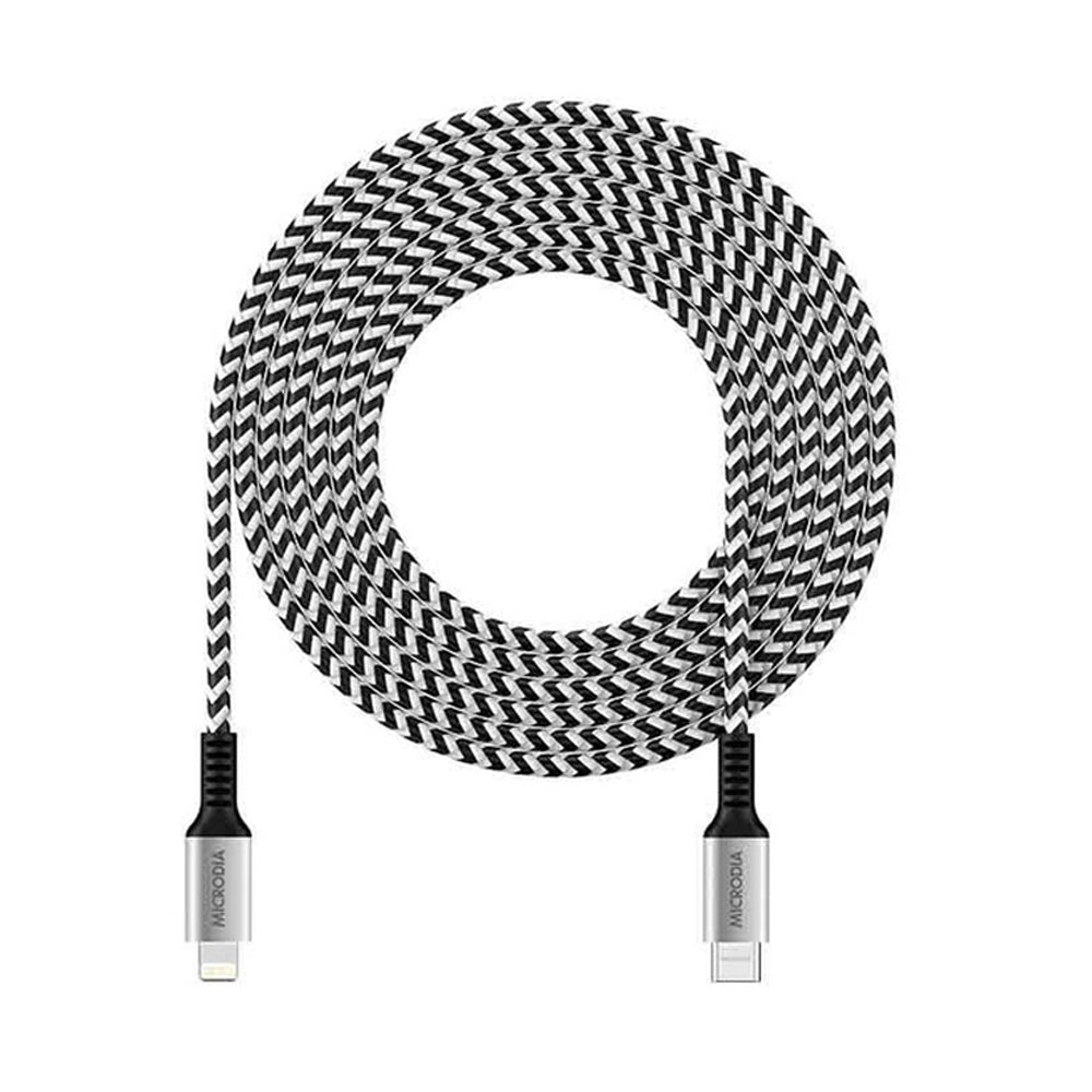 Microdia ExeCable Tweed PD60W USB-C to 8-Pin Cable 2.6m - Zebra