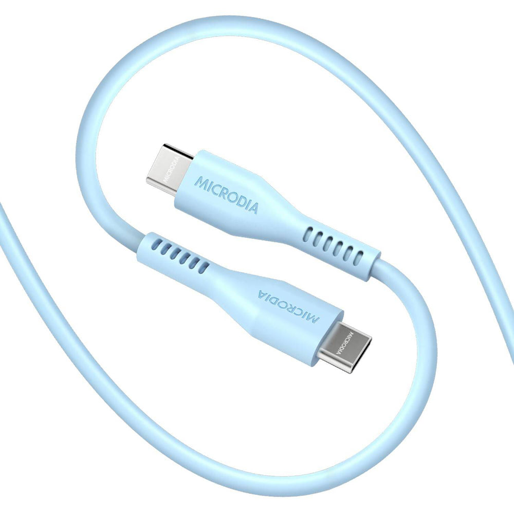 2PK Microdia Fruitywire Silicone PD60W USB-C Cable 1.3m Baby Blue