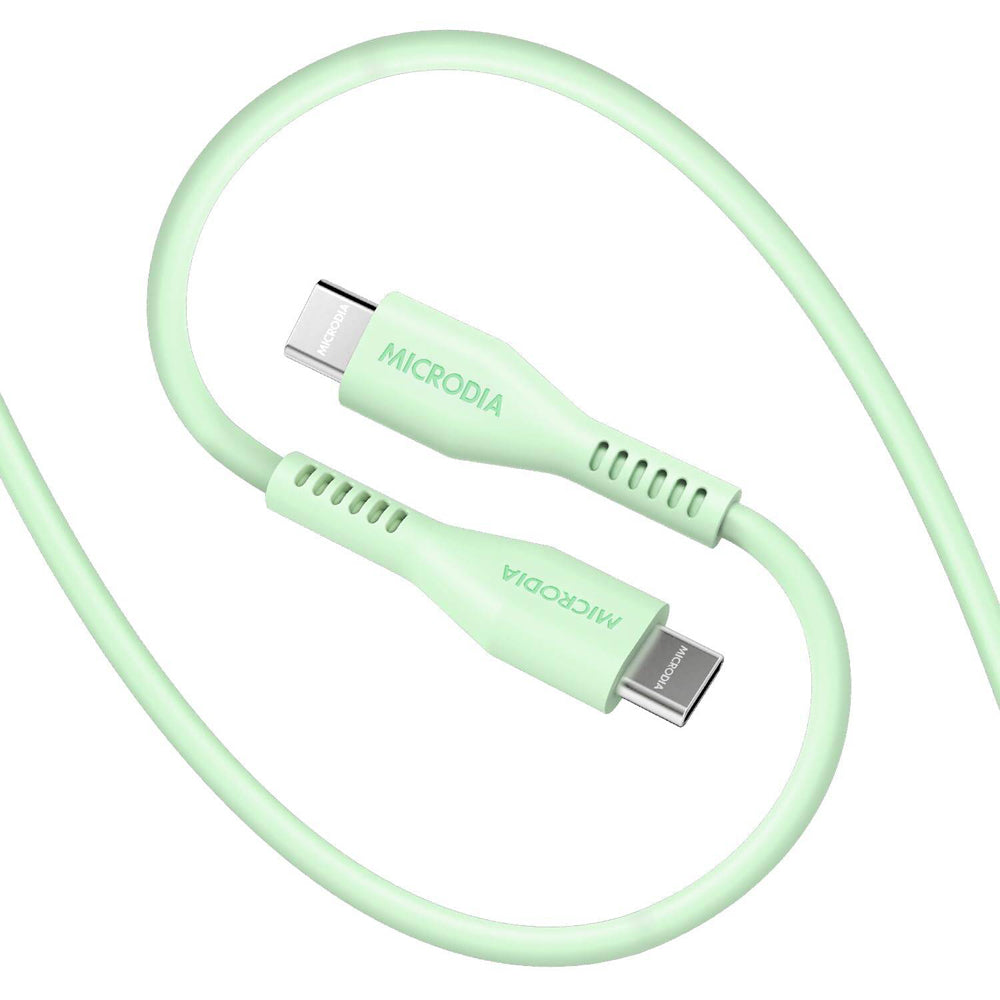 2PK Microdia Fruitywire Silicone PD60W USB-C Cable 1.3m Mint