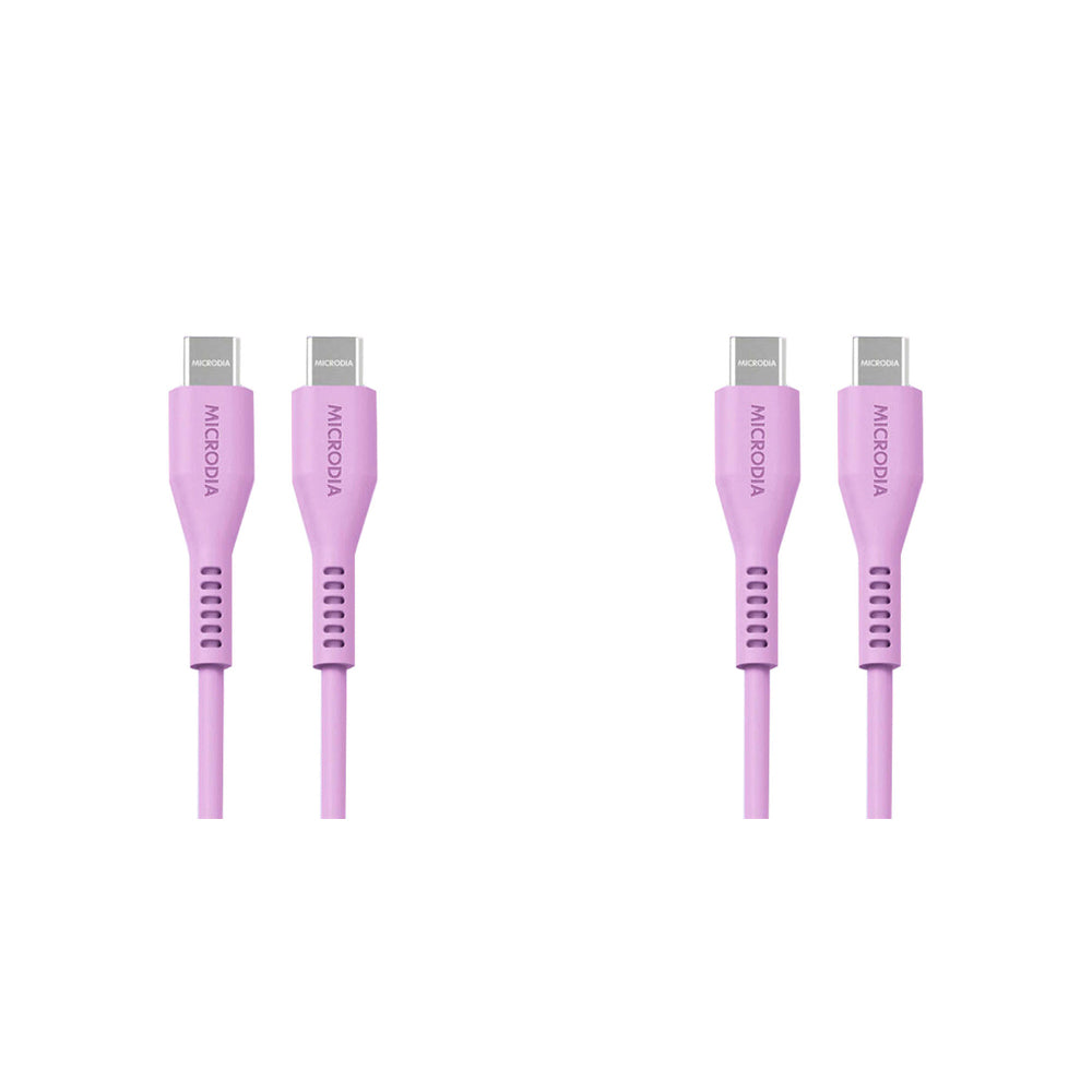 2PK Microdia Fruitywire Silicone PD60W USB-C Cable 2.6m Lavender