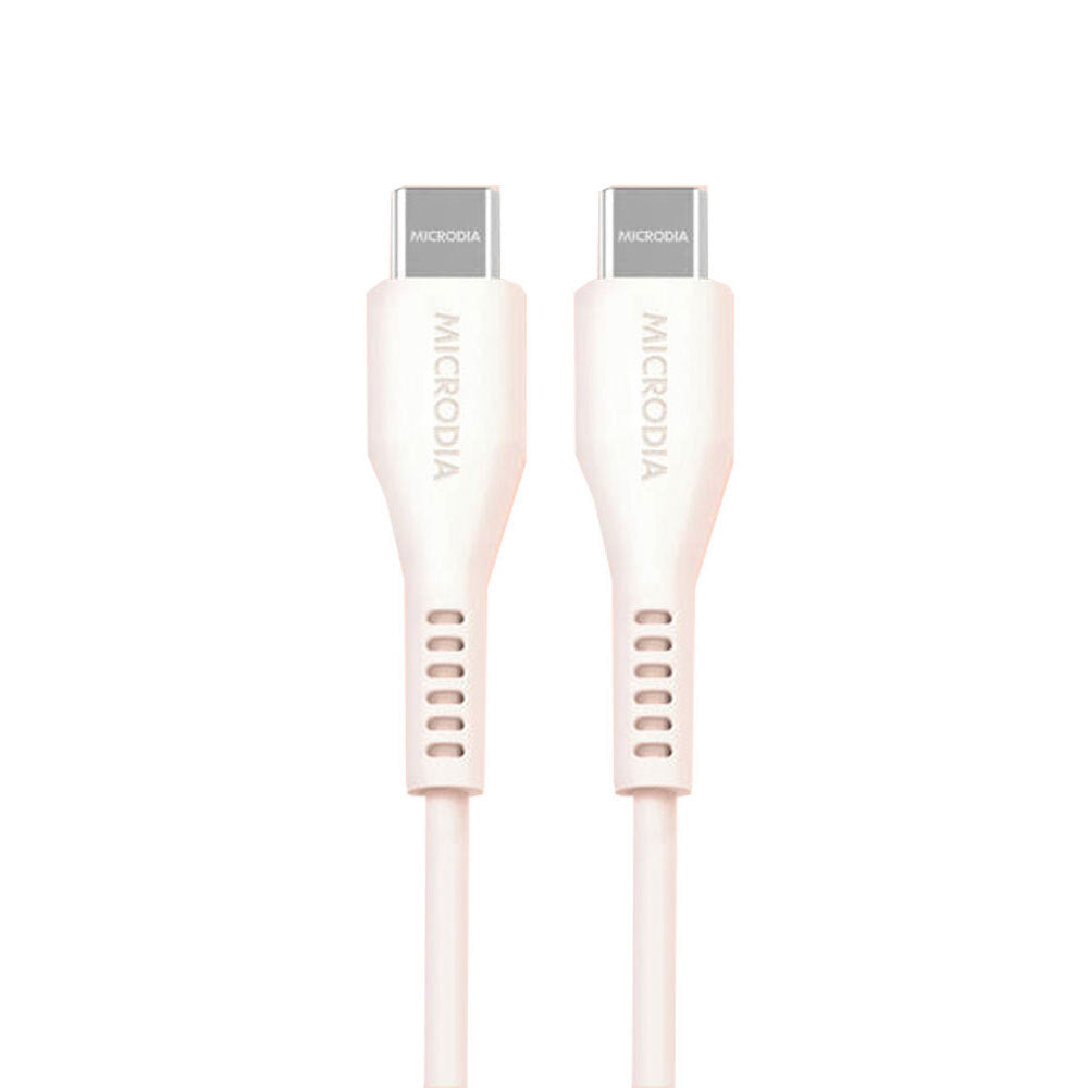 2PK Microdia Fruitywire Silicone PD60W USB-C Cable 2.6m Pearl White