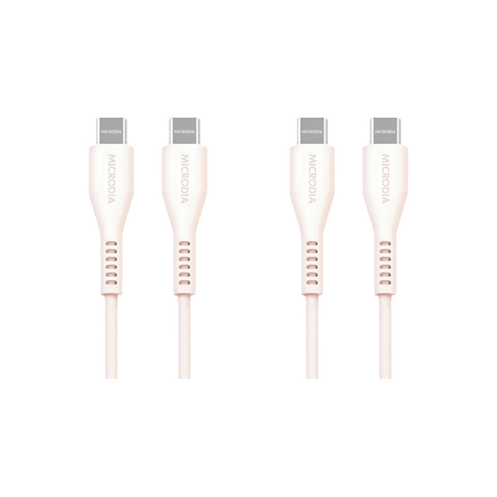 2PK Microdia Fruitywire Liquid Silicon PD100W USB-C 1.3m Pearl White