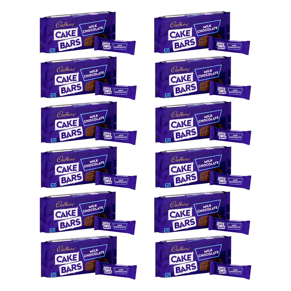 12x 5PK Cadbury Milk Chocolate Cake Bars Snack/Dessert Individually Wrapped 130g