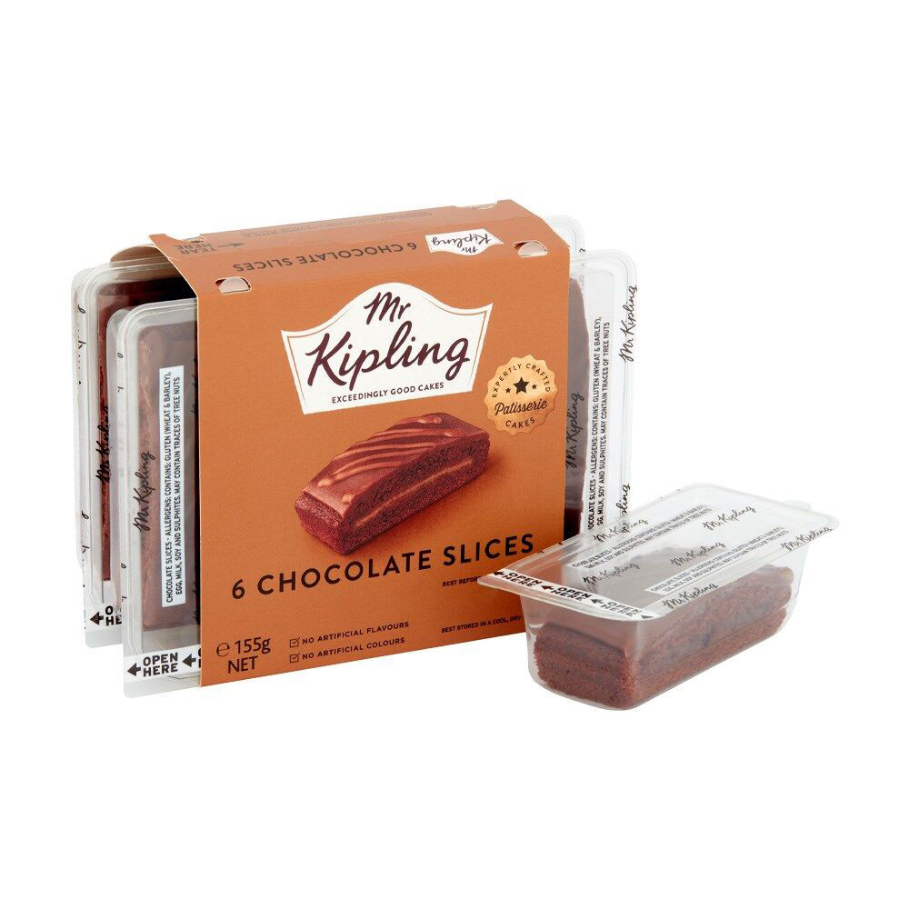 12x 6PK Mr Kipling Chocolate Slice Snack Cake/Dessert 165g