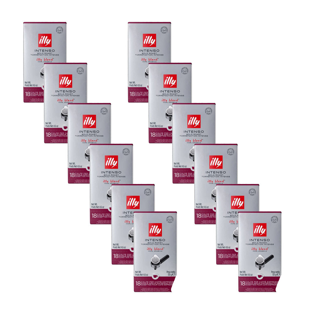 12x 18pc illy Arabica Intenso Espresso E.S.E Pods 131g Bold Roast