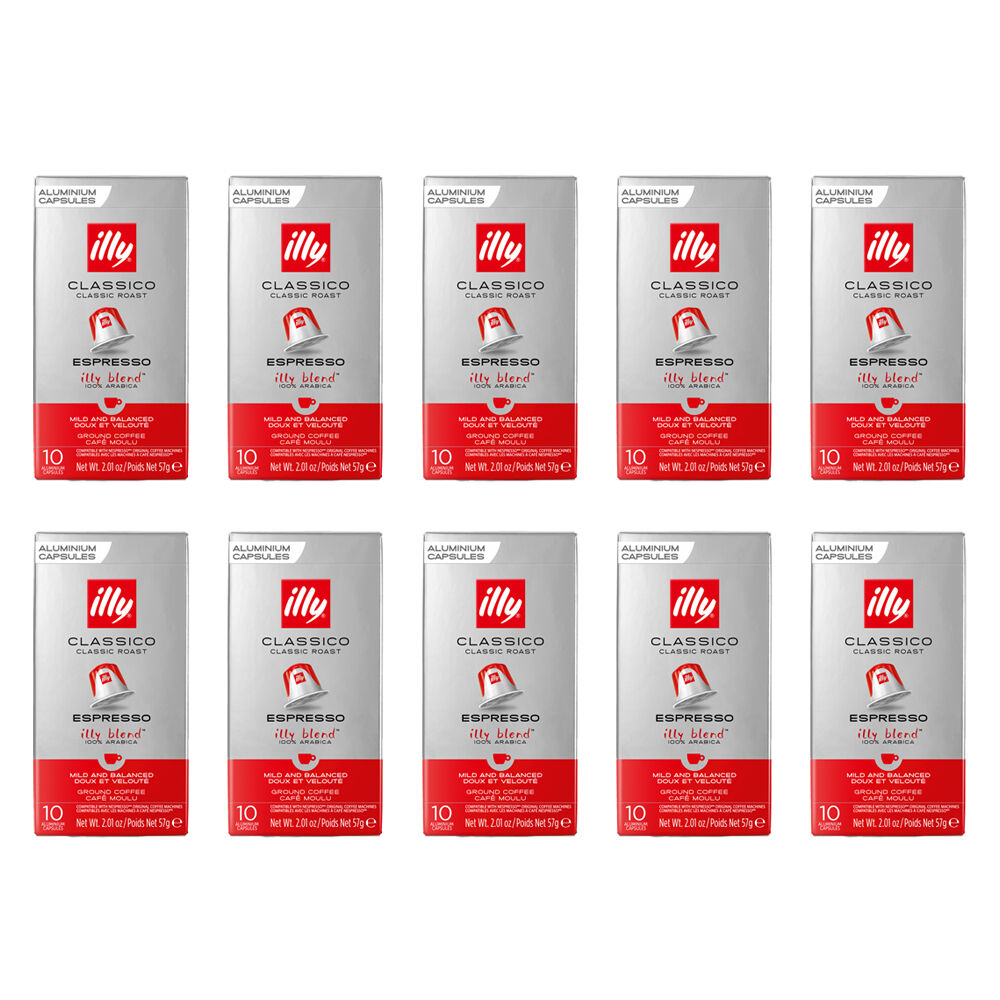 10x 10pc illy Nespresso Compatible Espresso Capsules Classico Classic Roast