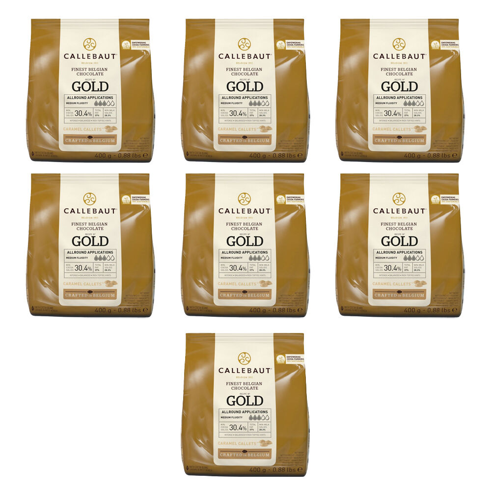 7PK Callebaut Gold Caramel Cooking Chocolate Callets 30% Cocoa Solids 400g